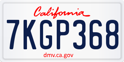 CA license plate 7KGP368