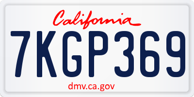 CA license plate 7KGP369