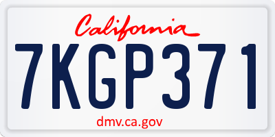 CA license plate 7KGP371