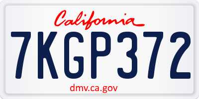 CA license plate 7KGP372