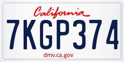 CA license plate 7KGP374