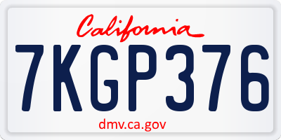 CA license plate 7KGP376