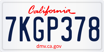 CA license plate 7KGP378