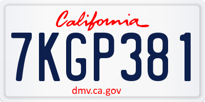 CA license plate 7KGP381