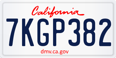 CA license plate 7KGP382