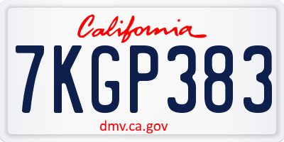 CA license plate 7KGP383