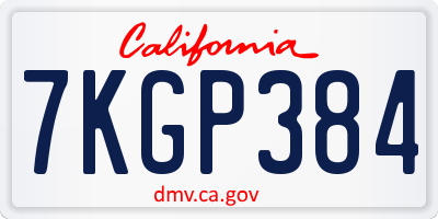 CA license plate 7KGP384