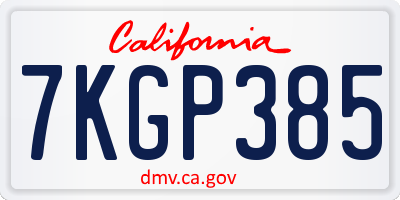 CA license plate 7KGP385