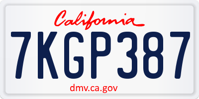 CA license plate 7KGP387