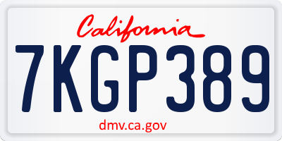 CA license plate 7KGP389