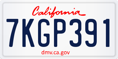 CA license plate 7KGP391