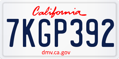 CA license plate 7KGP392