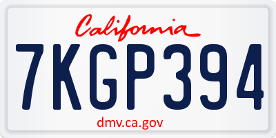 CA license plate 7KGP394