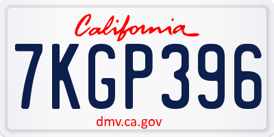 CA license plate 7KGP396