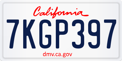 CA license plate 7KGP397