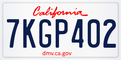 CA license plate 7KGP402