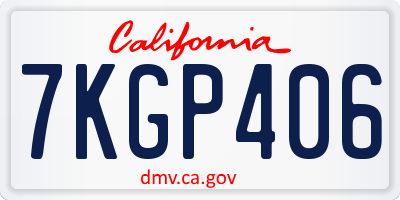 CA license plate 7KGP406