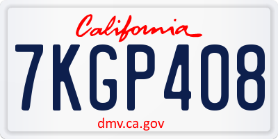 CA license plate 7KGP408
