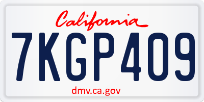CA license plate 7KGP409