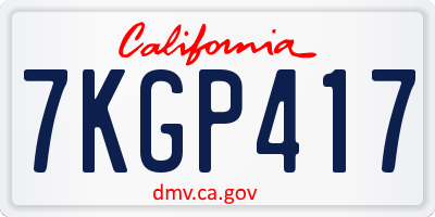CA license plate 7KGP417