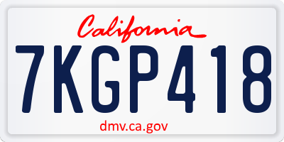 CA license plate 7KGP418