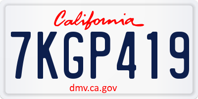 CA license plate 7KGP419