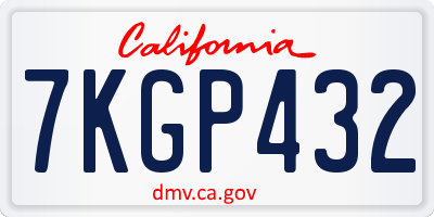 CA license plate 7KGP432