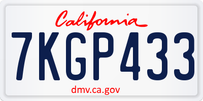 CA license plate 7KGP433