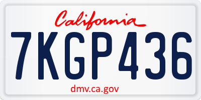 CA license plate 7KGP436
