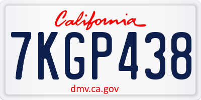CA license plate 7KGP438