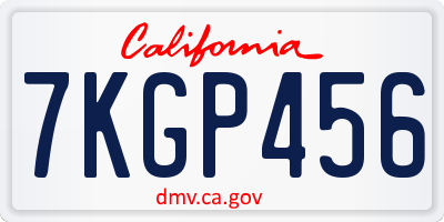 CA license plate 7KGP456