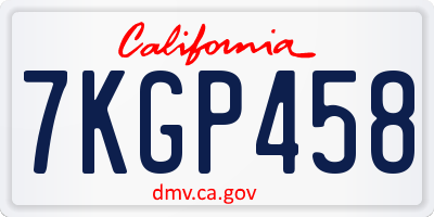 CA license plate 7KGP458