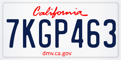 CA license plate 7KGP463