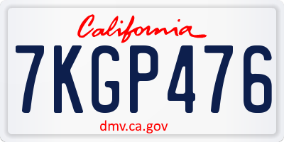 CA license plate 7KGP476