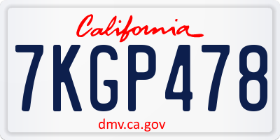 CA license plate 7KGP478