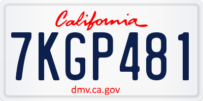 CA license plate 7KGP481