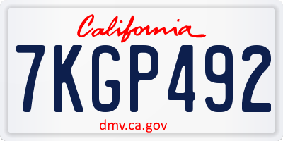 CA license plate 7KGP492