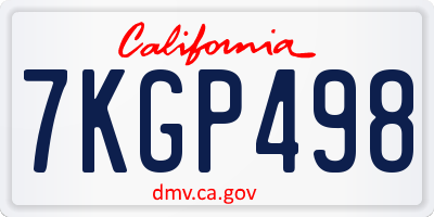 CA license plate 7KGP498