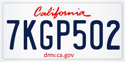 CA license plate 7KGP502