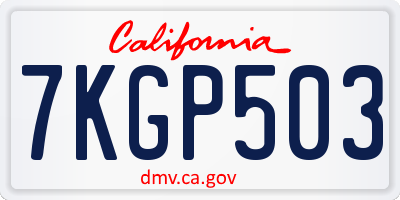 CA license plate 7KGP503