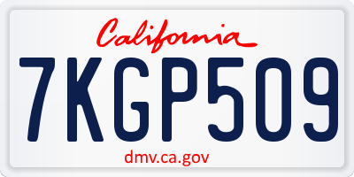 CA license plate 7KGP509