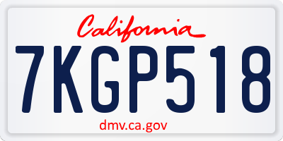 CA license plate 7KGP518