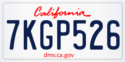 CA license plate 7KGP526