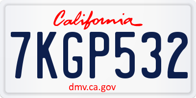 CA license plate 7KGP532