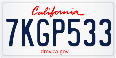 CA license plate 7KGP533