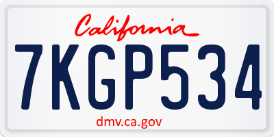 CA license plate 7KGP534