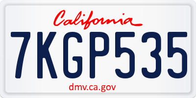 CA license plate 7KGP535