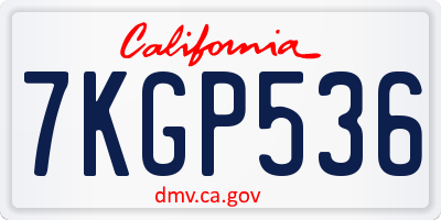 CA license plate 7KGP536