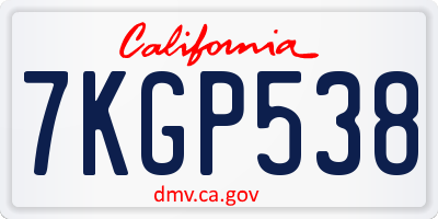 CA license plate 7KGP538
