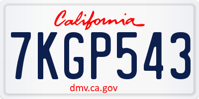CA license plate 7KGP543